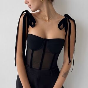 NWT Commense Black Sheer Mesh Top